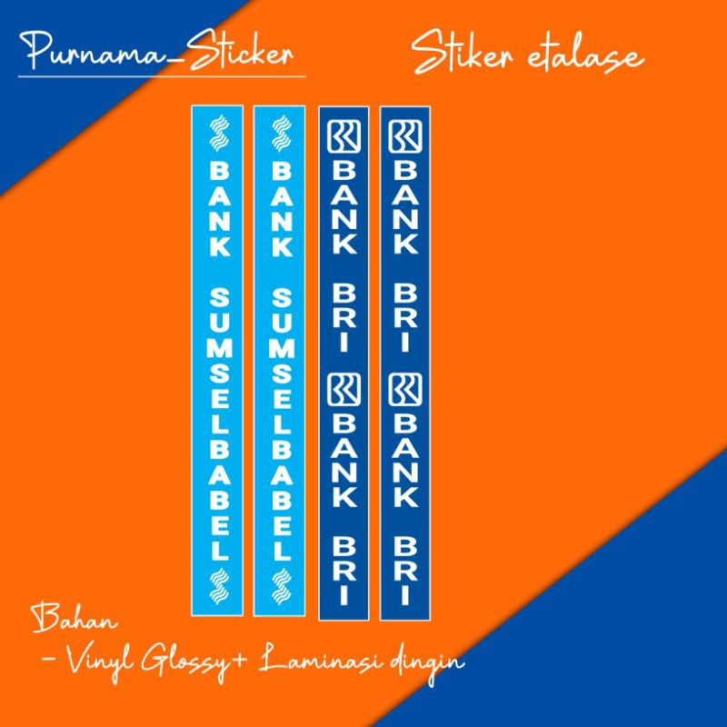 

6 pcs Stiker etalase logo Bank VINYL LAMINASI DINGIN