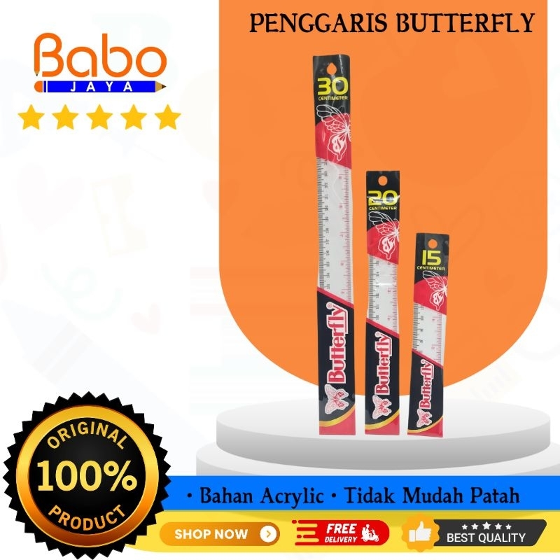 

BABO JAYA Penggaris Butterfly/Mistar/Alat Ukur/Alat Kantor Dan Sekolah Per PCS