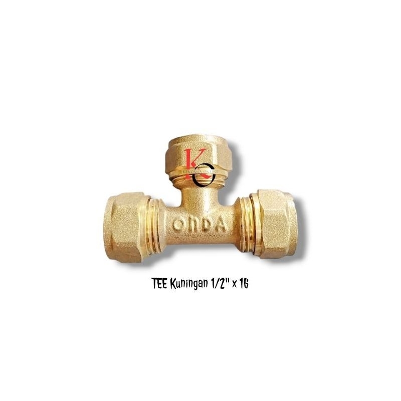 ONDA NEPPLE TEE SELANG AIR PANAS 1/2 INCH x 16 KUNINGAN NEPEL T KUNINGAN AIR PANAS