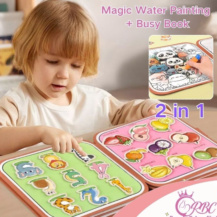 

KODE X58H Penjual Lokal2 in 1 Buku Magic Water Painting Reusable Buku sobek velcro Quiet Book Busy Book Activity Book Buku Mewarnai Buku bergambar Kreatif Edukasi Anak Montessorri