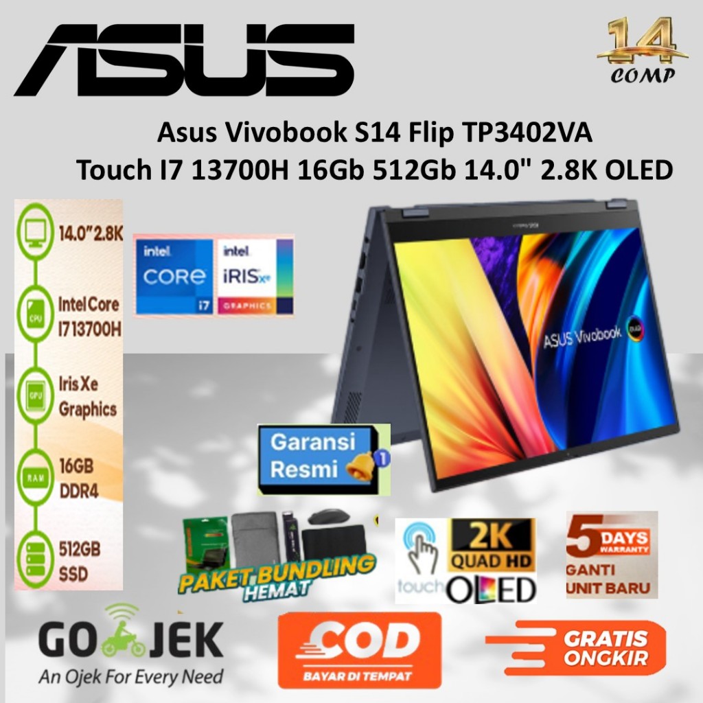 Asus Vivobook S14 Flip TP3402VA Touch I7 13700H 16Gb 512Gb 14.0" 2.8K OLED