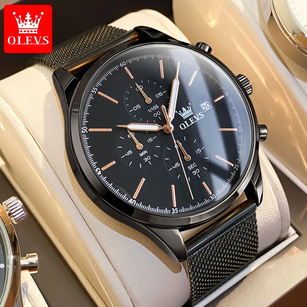 OLEVS Jam Tangan Pria Anti Air Original Keren Terbaru 2024 Luxury  Watch Men Multifungsi Model 2881