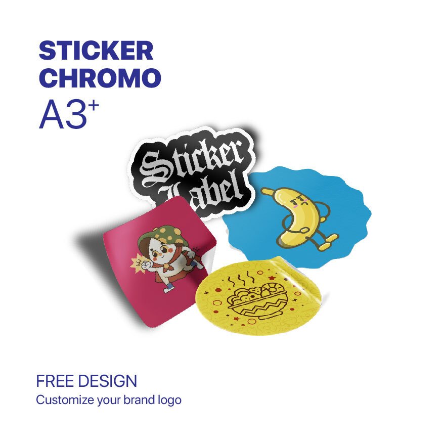 

Cetak Sticker Label Chromo/Sticker Kemasan Makanan&Minuman Chromo Cut A3
