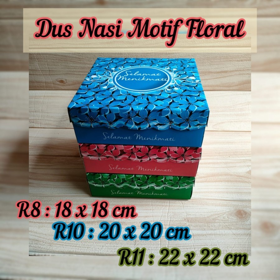 Dus Nasi Motif Bunga Warna Warni / Box Kotak Nasi Motif Floral Warna PER 10 PCS