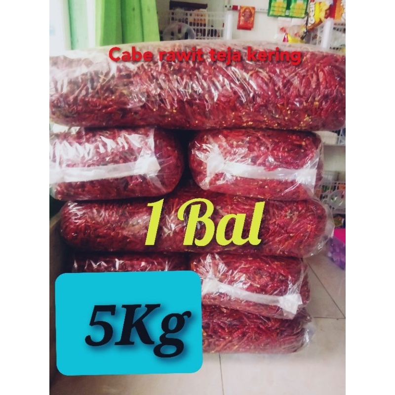 

HEMAT 1 Bal (5Kg) CABE RAWIT KERING TEJA CAPLAK SUPER PEDAS ' Tanpa Tangaki