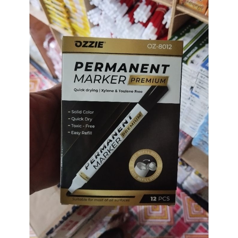 

(1pack 12pcs)SPIDOL OZZIE PERMANENT MARKER OZ-8012/ spidol permanen hitam ozzie premium