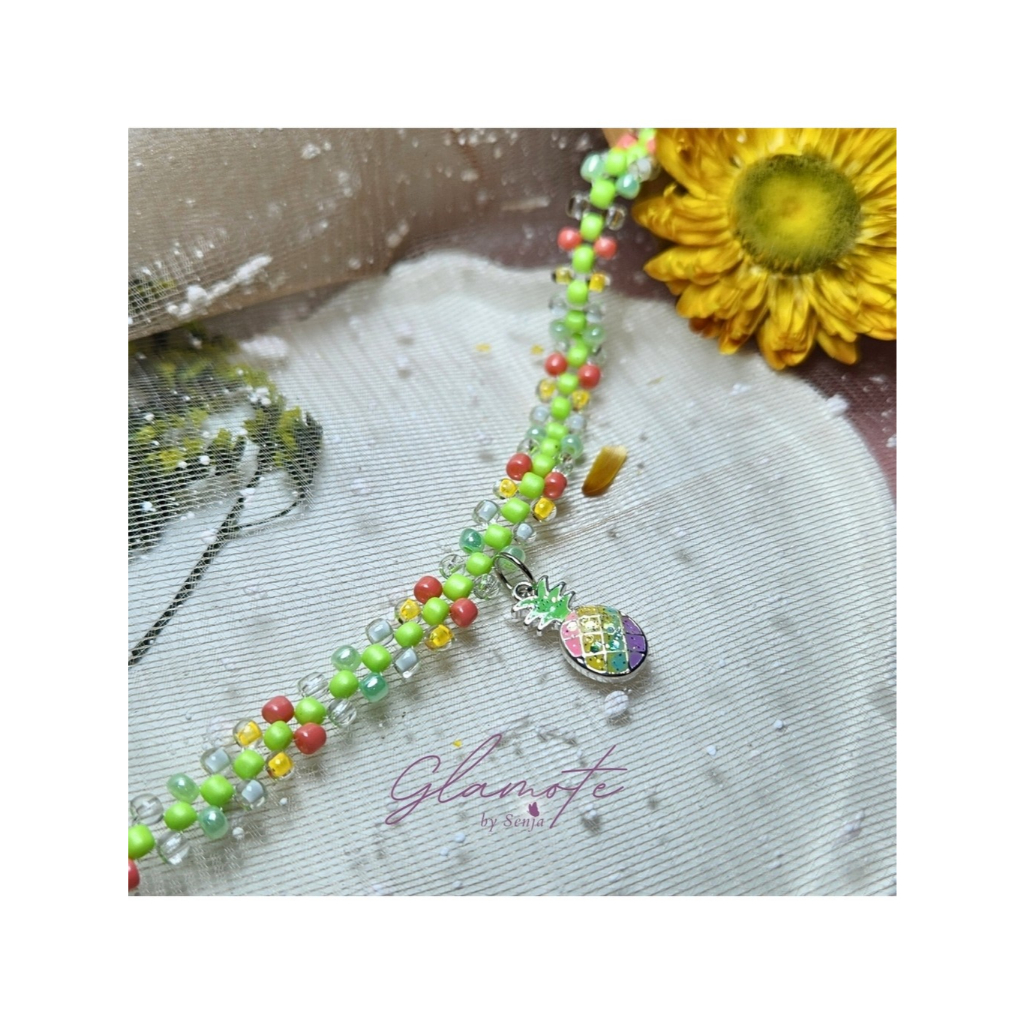 Gelang Stabilo dengan Charm Nanas - Bahan Impor Hongkong  De Arche 2 - (Unisex)