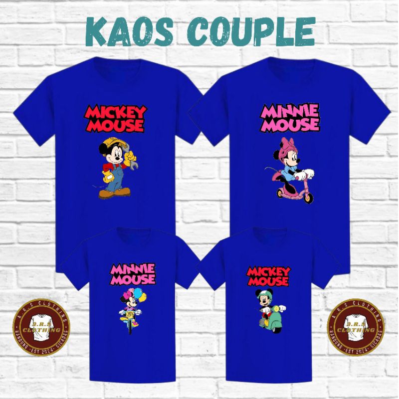 KAOS COUPLE KELUARGA - KAOS DISNEY COUPLE - MOTIF MICKEY MOUSE [BIRU]