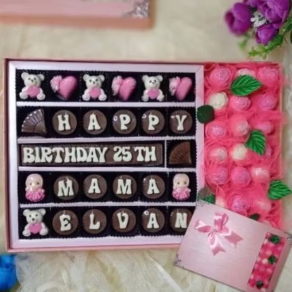 

Cokelat Hadiah Ucapan + Mini Buket_Cokelat Custom Areyu