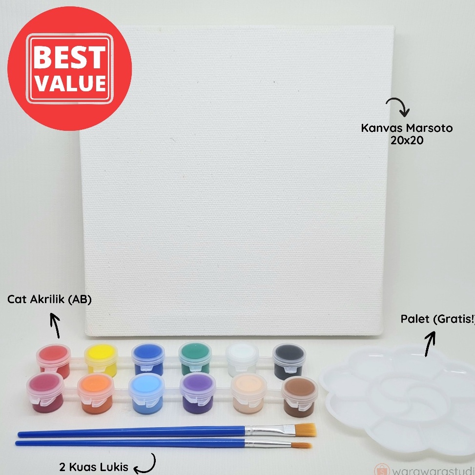 

Murah Untung Paket Melukis Painting Kit Lengkap Hemat Kanvas 2x2 Cat Akrilik Palet Kuas BEST VALUE
