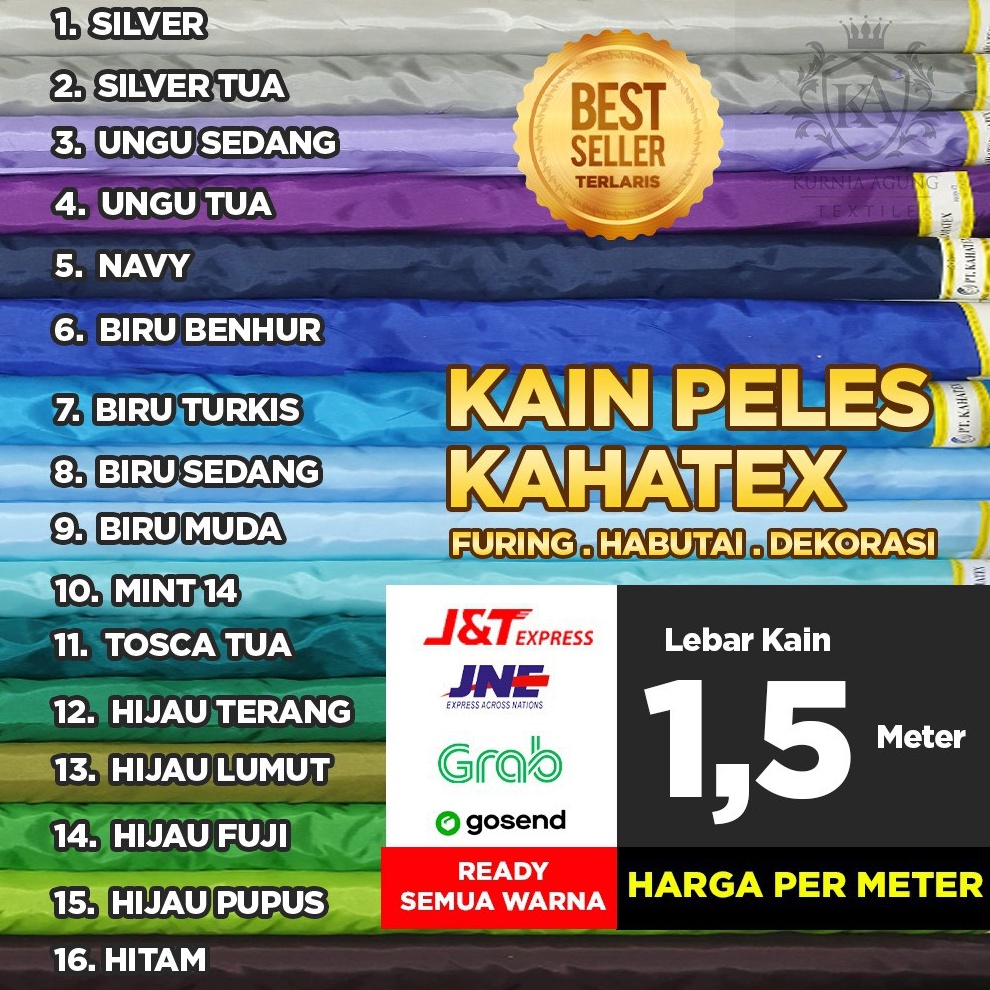 Kain Peles Kahatex Meteran 1cm Kain Polos Hitam Meteran Murah Kain Abutai Habute Bahan Kain Bendera 
