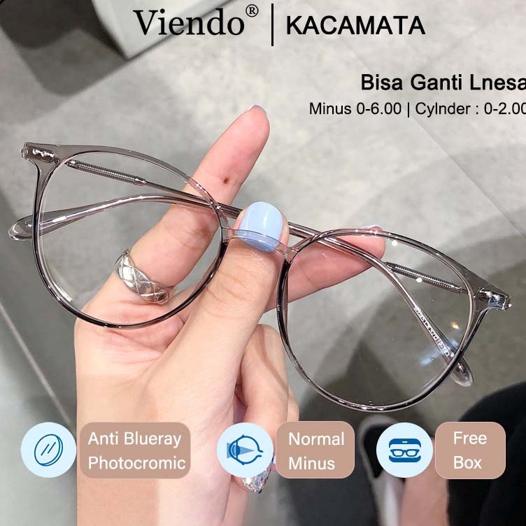 Kejutan Terkini Viendo Kacamata Minus Anti Radiasi Photocromic Bluecromic Wanita Pria Cowok Terbaru 