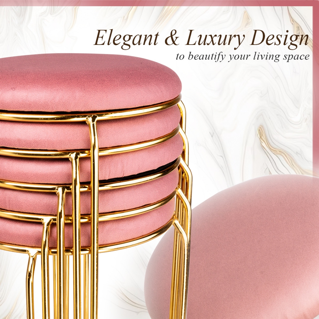 KURSI MAKAN PINK MINIMALIS Kursi Cafe Kursi Bar Kursi Susun Kursi Mewah Bangku Bulat Stool