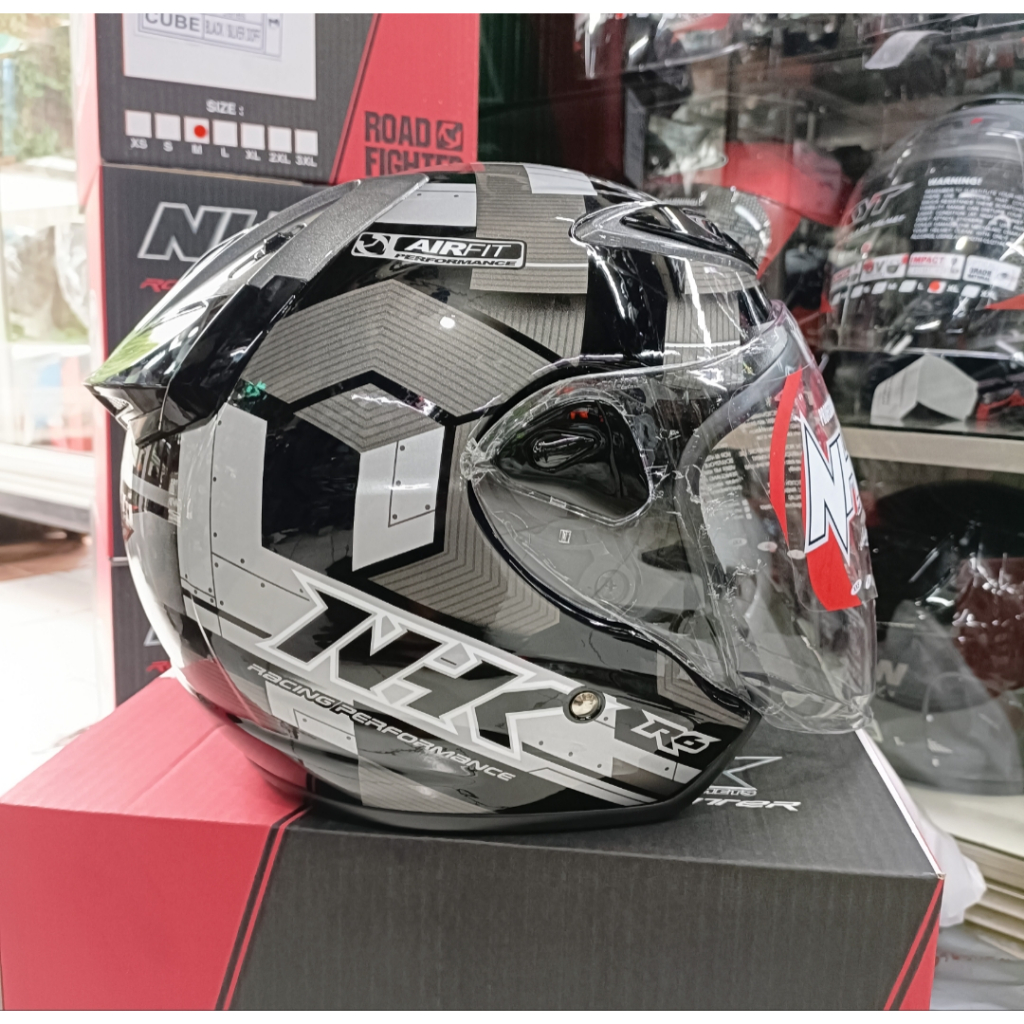 HELM NHK R6 CUBE BLACK SILVER NHK R-6 MOTIF CUBE ORIGINAL SNI