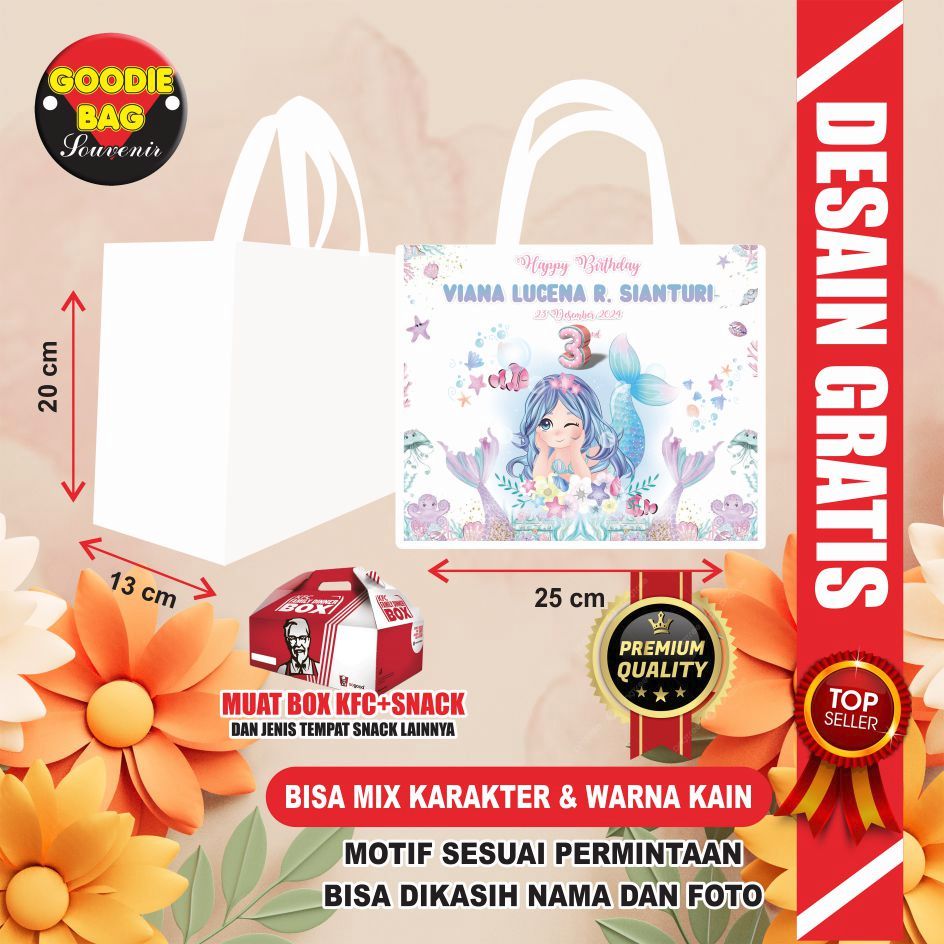 

tas ulang tahun mermaid / tas ultah mermaid / goodie bag mermaid / tas bingkisan ultah mermaid / goodie bag ultah / goodie bag ulang tahun / mermaid