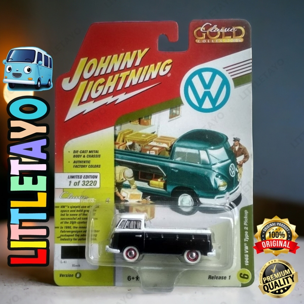JOHNNY LIGHTNING 1965 VW VOLKSWAGEN TYPE 2 PICKUP HITAM