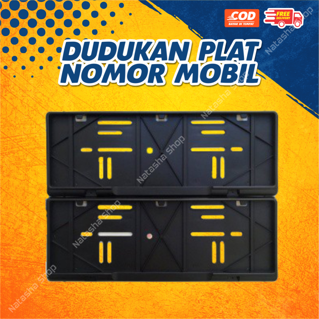 Jayy Cover Dudukan Plat Nomor Mobil Calya Warna Hitam dan Putih Ukuran Standar 46 Cm