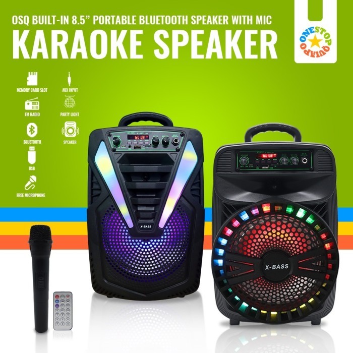 COD SPEAKER BLUETOOTH 8.5INCH MIC WIRELESS SPEAKER KARAOKE FLECO F-8511/ F-8512 BONUS MIC WIRELESS S