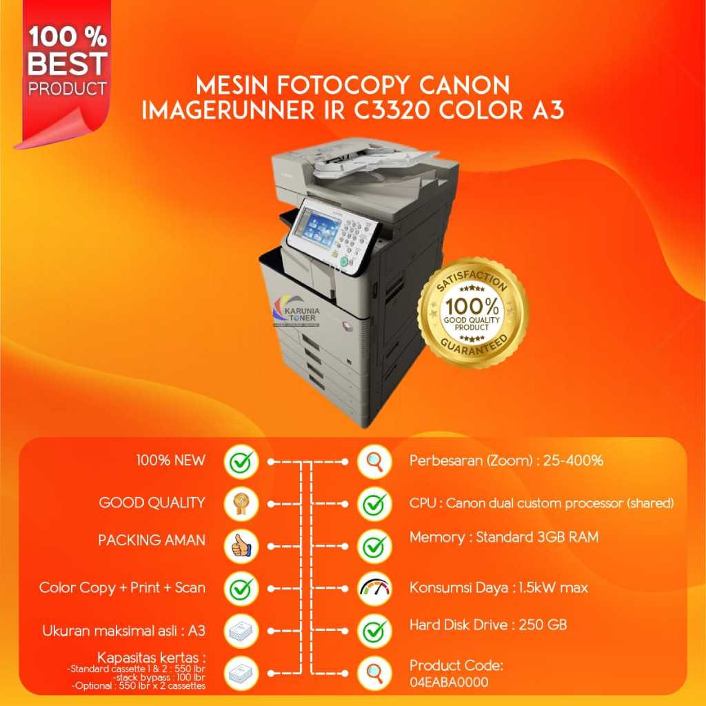 MESIN FOTOCOPY CANON IMAGERUNNER IR C3320 COLOR A3