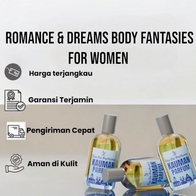 Parfum Refill Inspired Romance & Dreams Body Fantasies for women wangi floral dan fruity juga. wangi