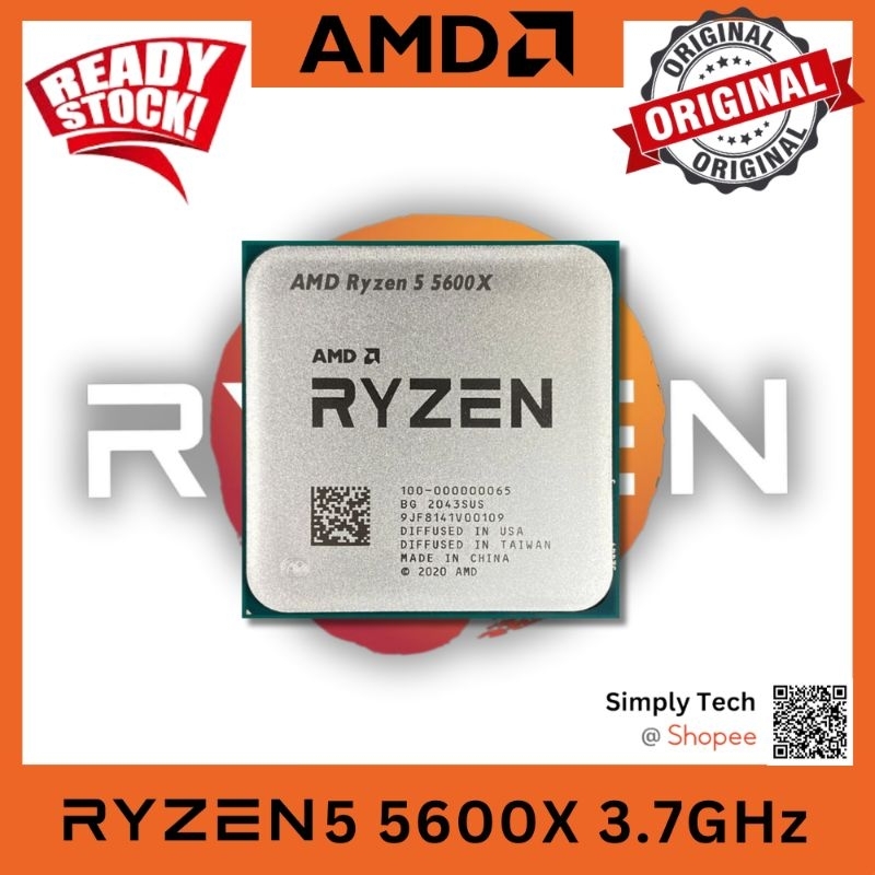 T2T Processor AMD Ryzen 5 5600X Tray R5 3.7GHz Socket AM4 6 Core 12 Thread Baru Garansi 1 Tahun CPU