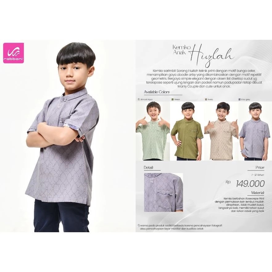 BAJU KOKO ANAK HUZLAH PDK RABBANI ORI
