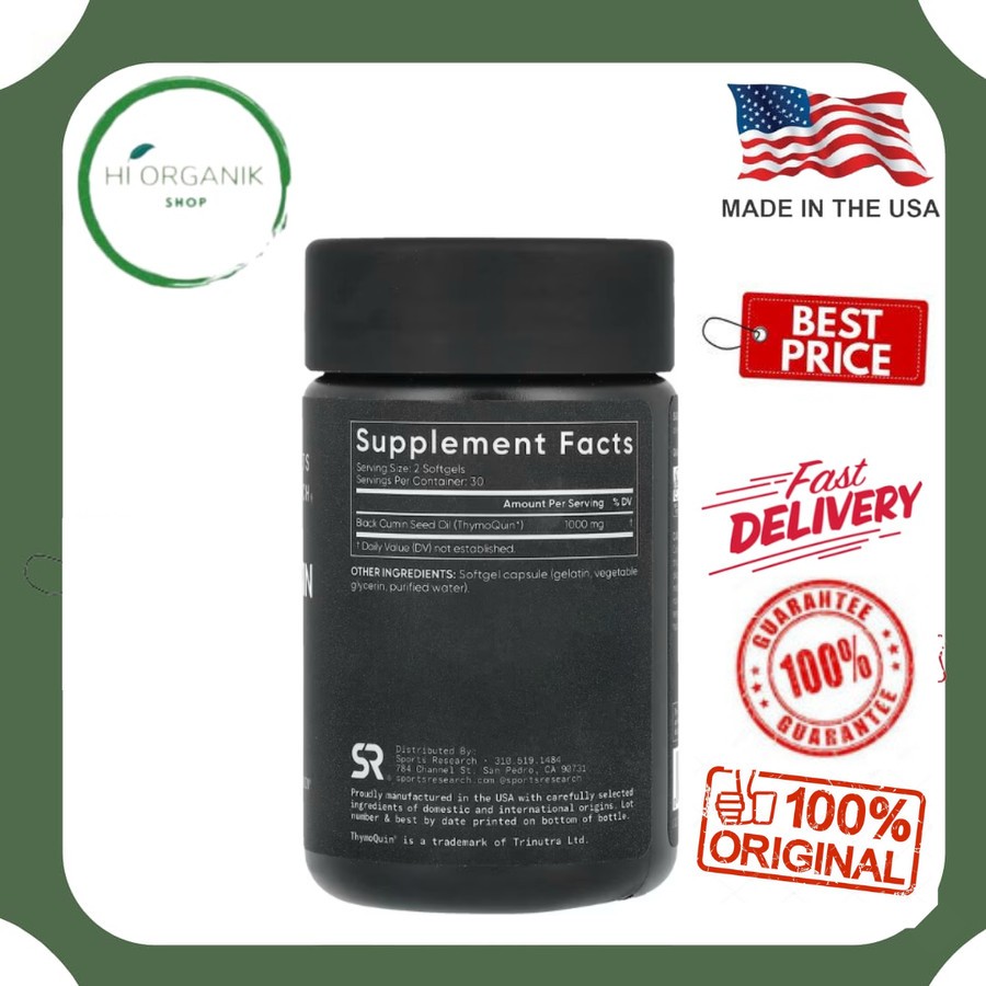 

Sports Research Black Cumin Seed Oil Cold Pressed 1000 mg 60 Softgels 500 mg per Softgel
