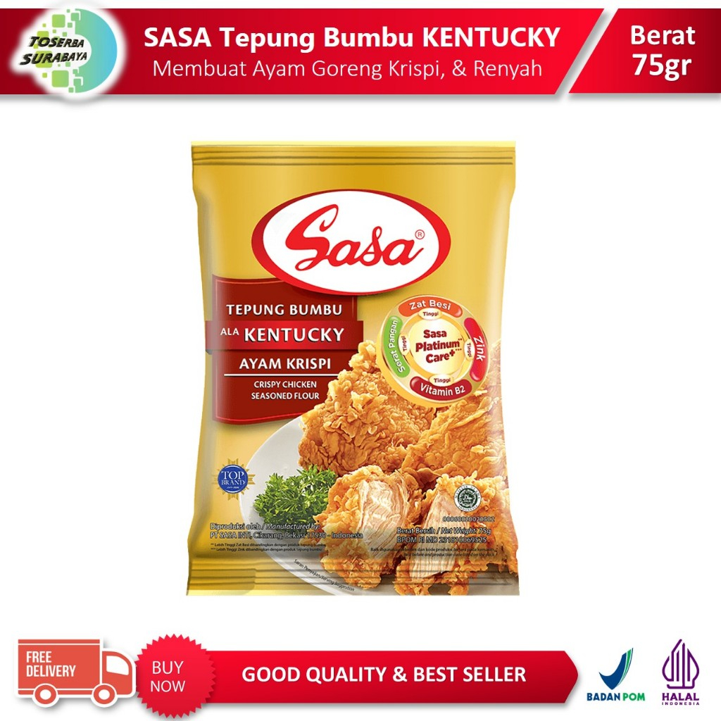 

SASA Tepung Bumbu KENTUCKY Ayam Krispi 75gr (Bervitamin & Bermineral)