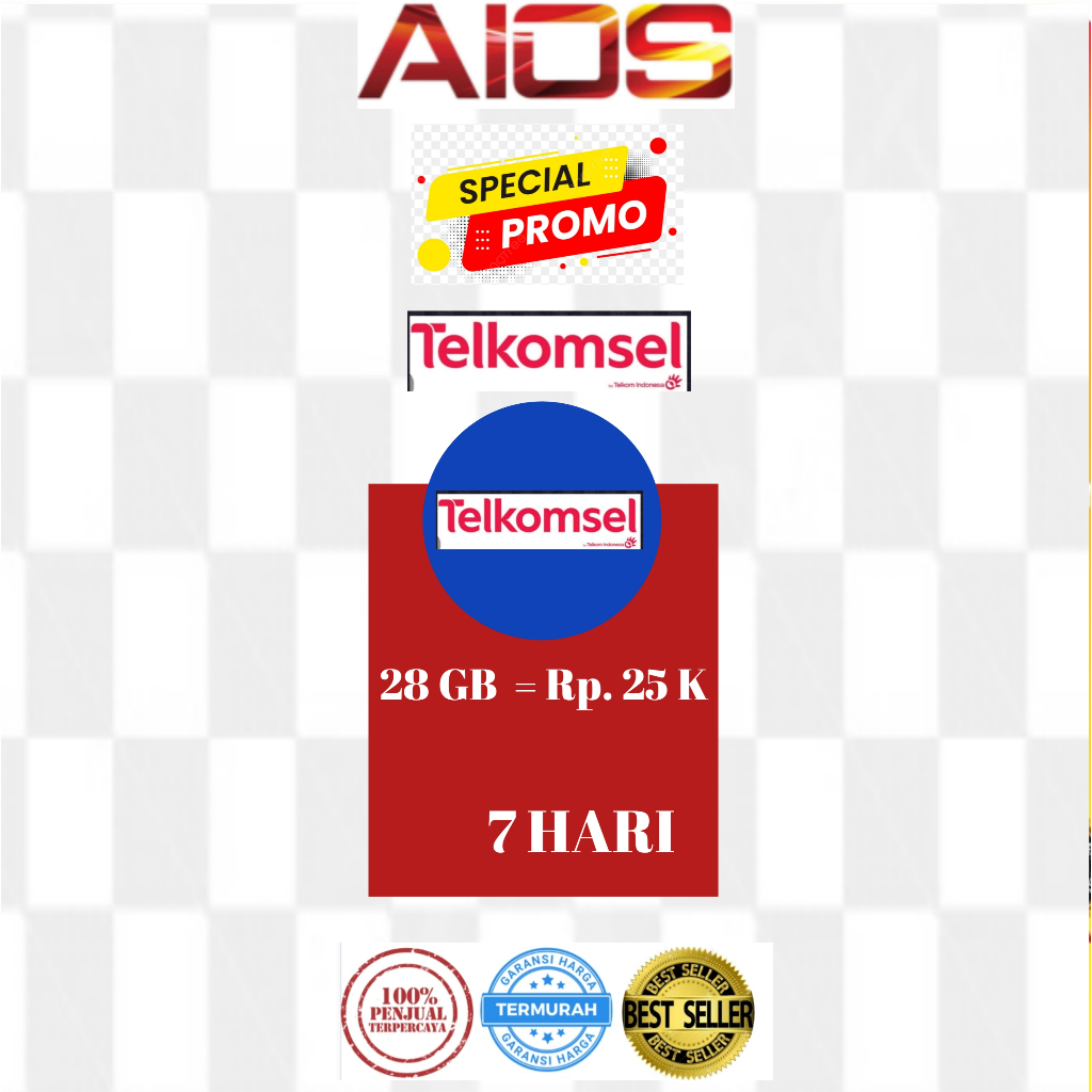 Kuota data internet Telkomsel 28 GB 7 Hari termurah