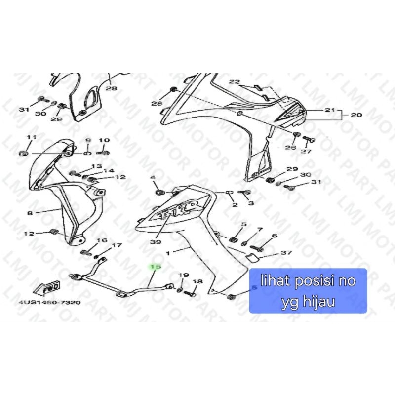 breket dudukan sayap bagian bawah f1zr dudukan sayap luar 4us-f8321-00. asli