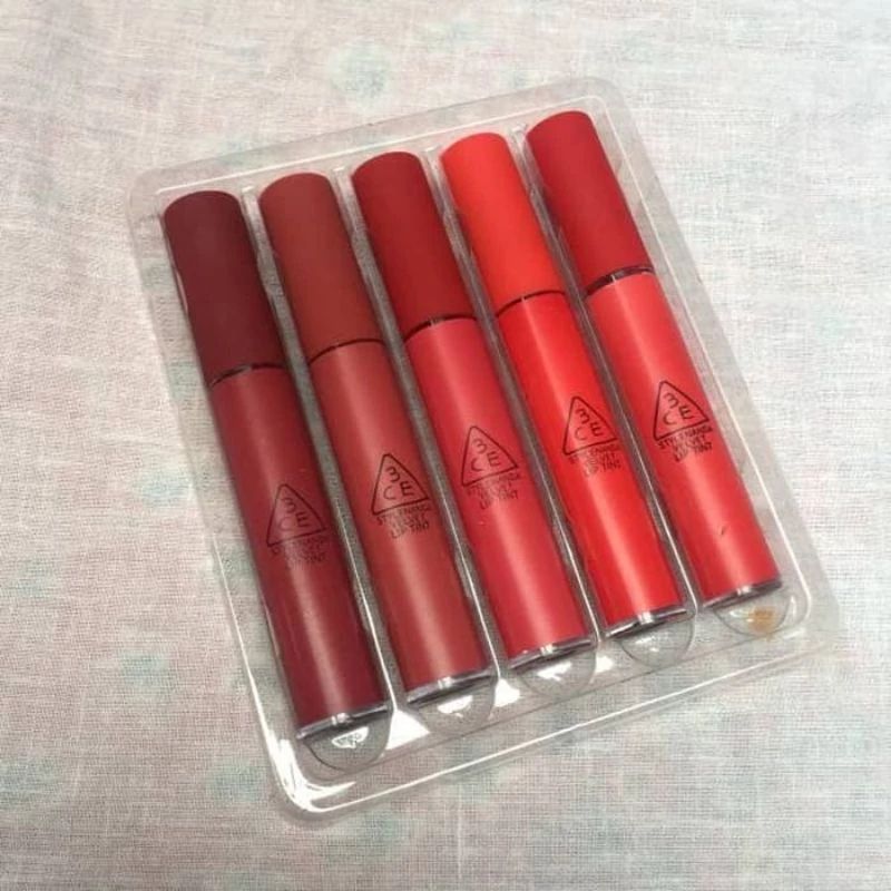 3CE Velvet Lip Tint Set 5In1 Red Velvet Liquid Lipstick Long-Lasting Lipstik Lip Gloss