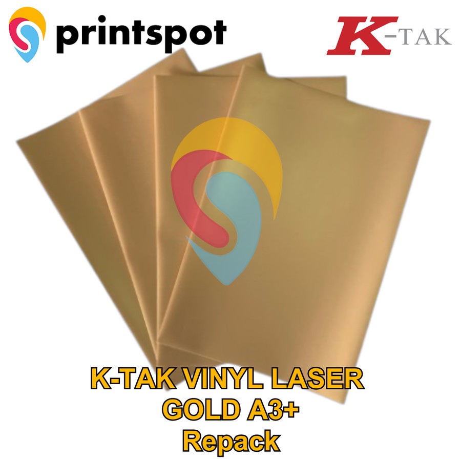 

KTAK Stiker Gold VInyl A3+ Sticker Digital Print Laser Toner - Repack 20