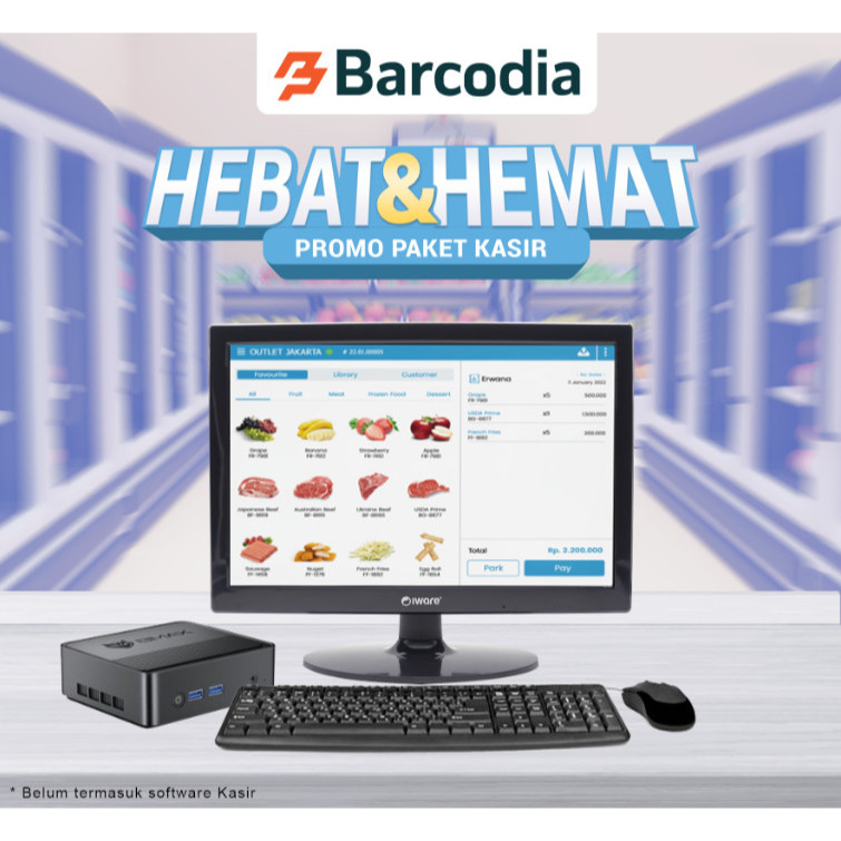 Barcodia Paket Iware Mini PC + Monitor + keyboard + Mouse