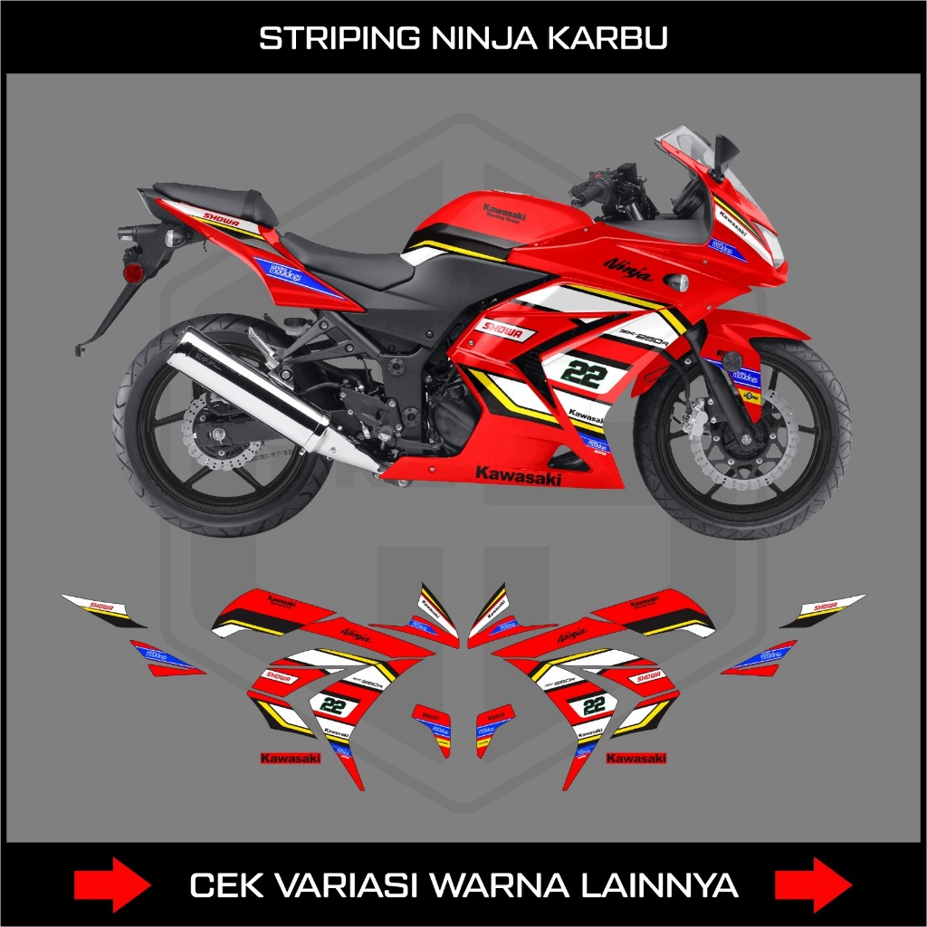 STIKER STRIPING MOTOR NINJA KARBU / STICKER DECAL MOTORCYCLE KAWASAKI NINJA 250 KARBURATOR