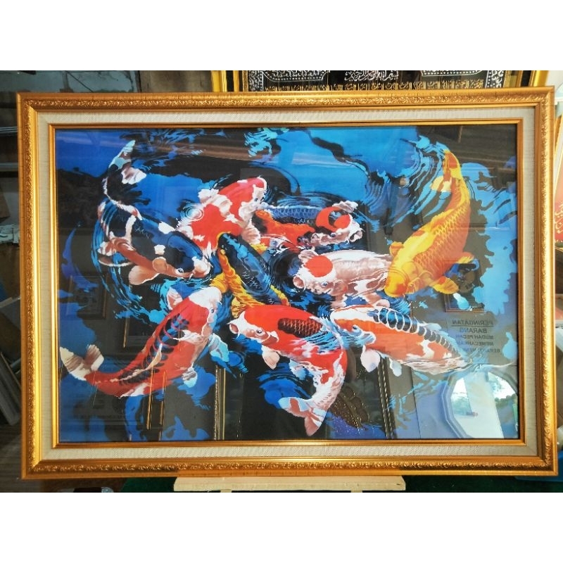 poster ikan fengsui HD lukisan ikan koi pajangan dinding poster ikan koi