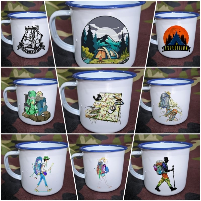 Cangkir Mug Enamel Decal Hiking Camping Outdoor Adventure #17