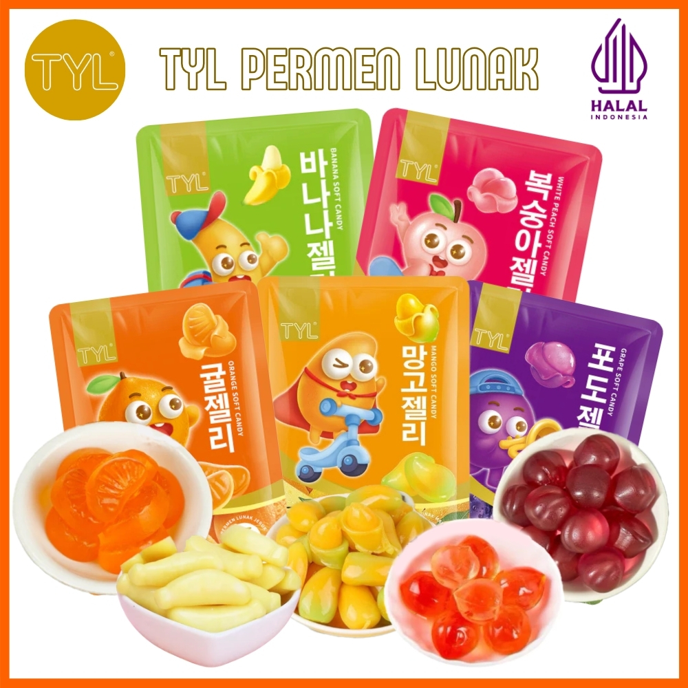 

TYL Permen Lunak Kupas Rasa Buah / Baopi Gummy Soft Candy Grape Mango Peach Banana Orange Halal