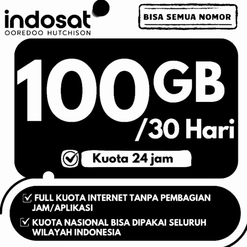 kuota Indosat 100GB full kuota utama 30hri tanpa pembagian