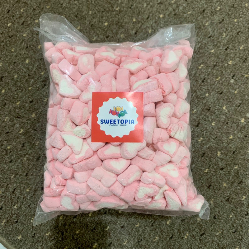 

Marshmallow kiloan bentuk love murah 1/2kg (500gr)