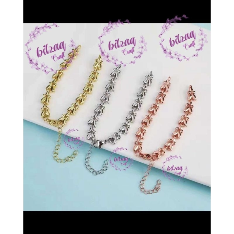 gelang titanium variasi Rante daun motif pengait