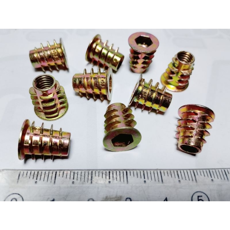 10 Pcs Mur Nanas M6 X 13 OD / Mur Tanam Kayu / Insert Nut Baut 10 an M6x13