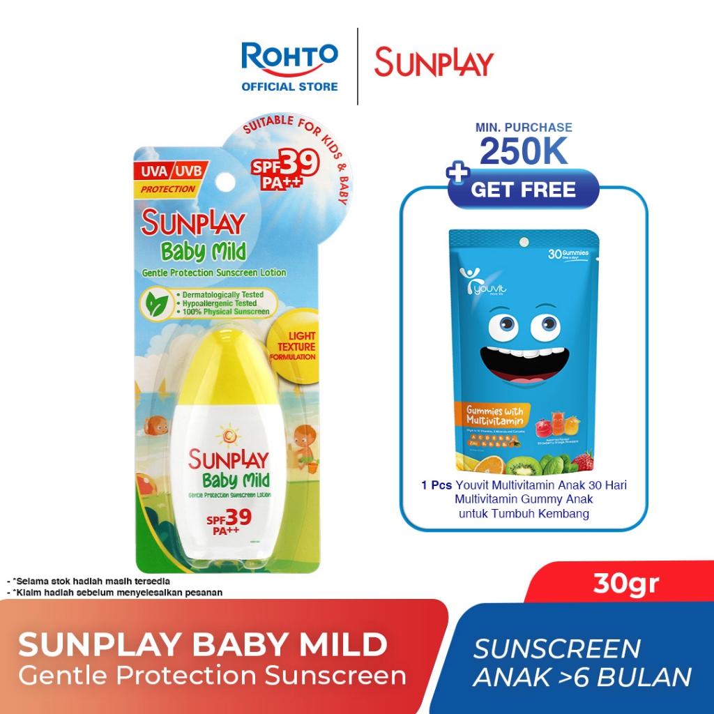 Sunplay Baby Mild Gentle Protection Sunscreen Lotion SPF 39, PA++ - 30g (Optimal protection against 