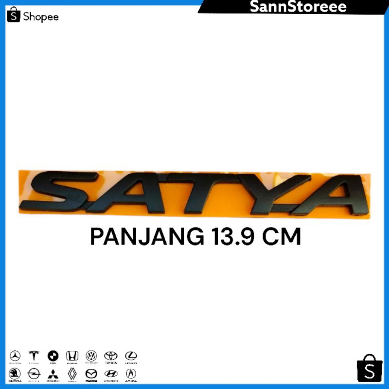 Emblem Tulisan Satya Hitam Doff Original Honda Brio // Emblem Tulisan Satya Original Honda Brio