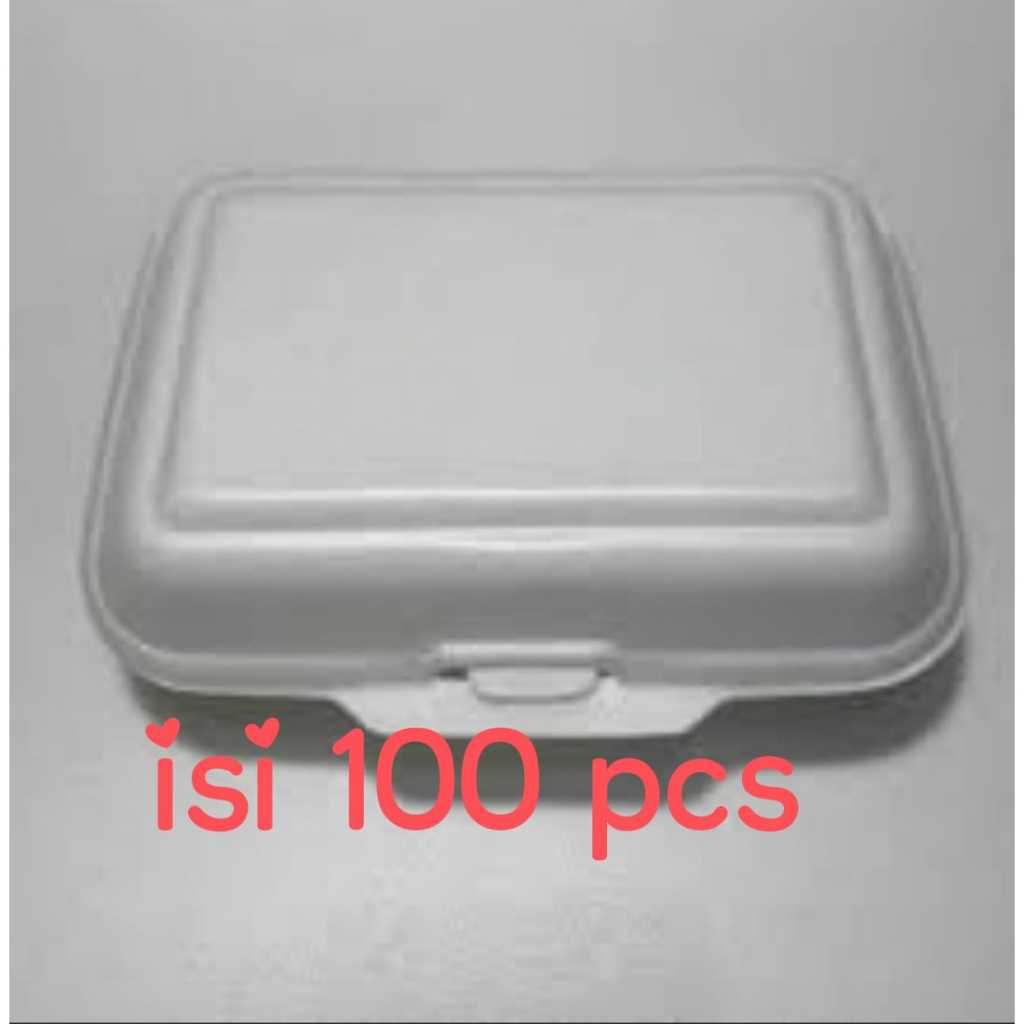 Styrofoam/Sterofoam Gabus Lunch BOx Besar KCS - 3 Nasi Box Isi 100 Picis