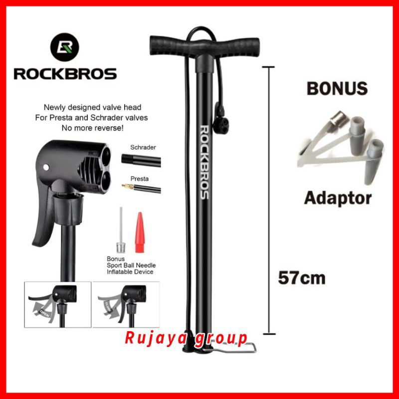 FREE ADAPTOR ROCKBROS Pompa Angin Ban Sepeda Motor Mobil Bola Balon / Pompa Multifungsi ROCKBROS