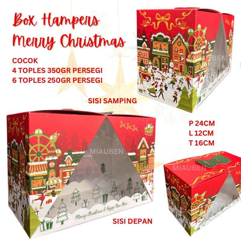 

Box hampers isi 6 toples 250gr persegi parsel 6 toples natal