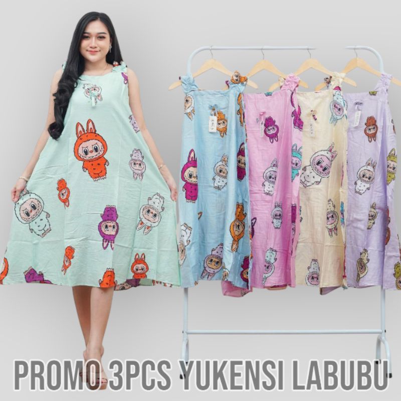 DASTER WANITA Yukensi Labubu Kekinian Terbaru Murah Rayon LD 110 Promo 3 Pcs Daster Daster wanita Da