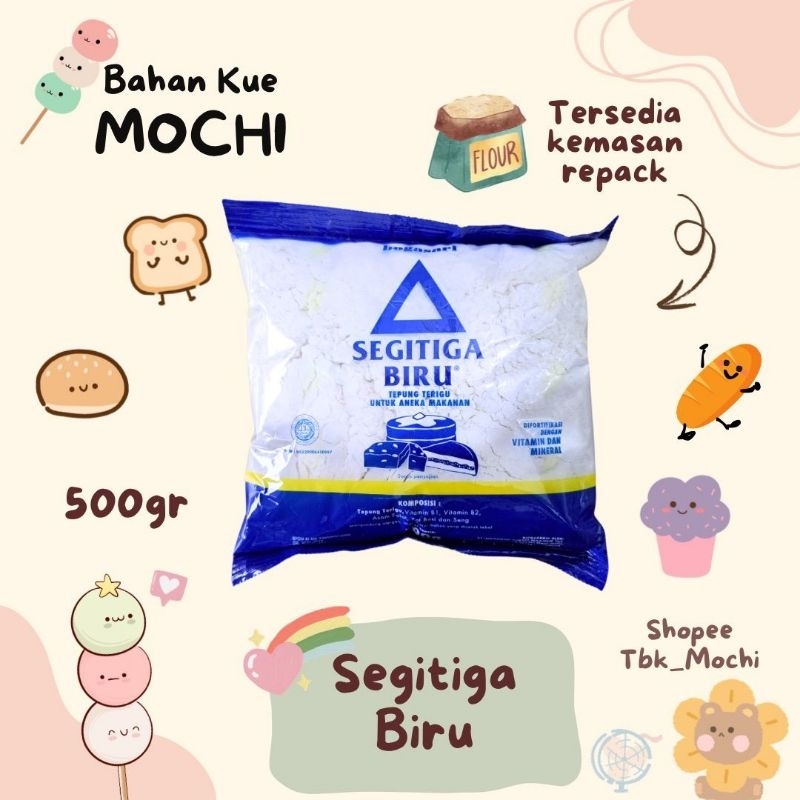 

Tepung Segitiga Biru 500gr ( Protein Sedang ) / Tepung Terigu / Tepung Gandum