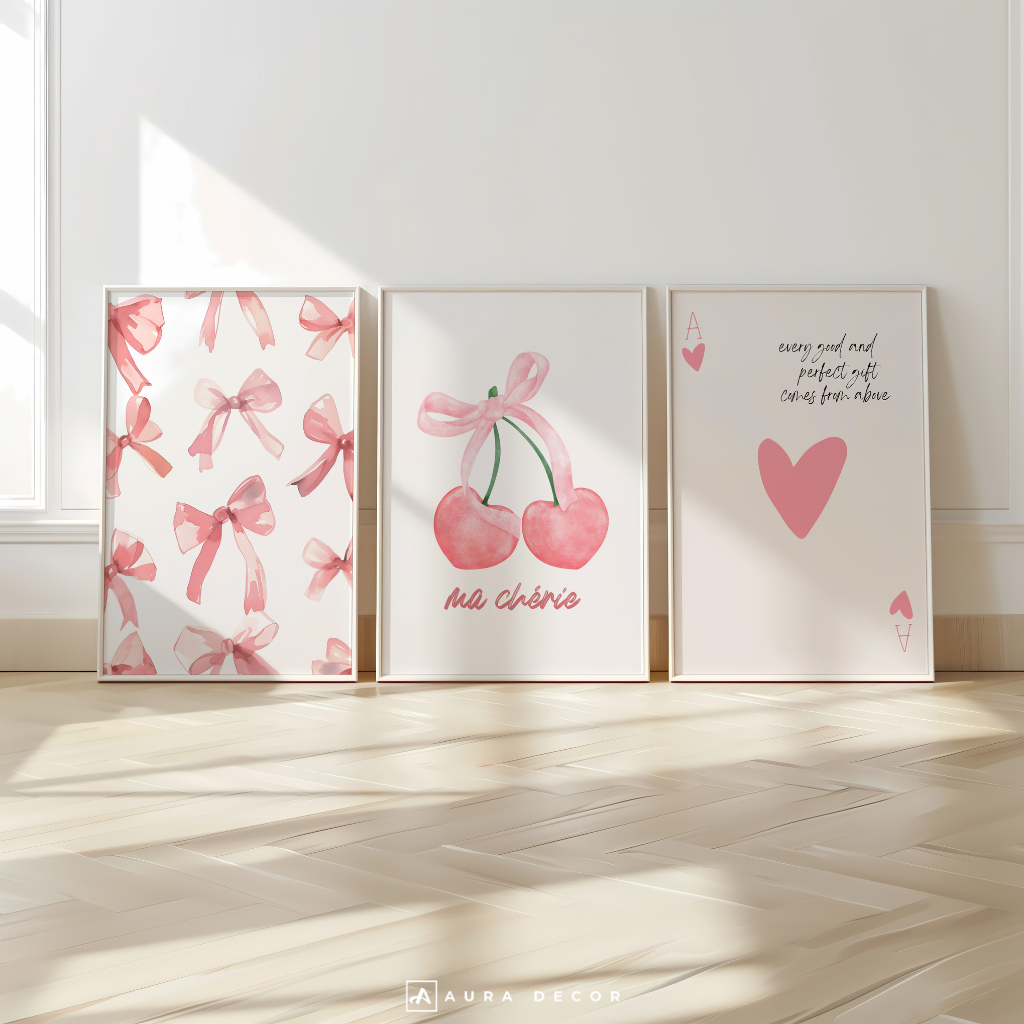 Hiasan Dinding Aesthetic Pink Pastel | Hiasan Dinding Dekorasi Kamar Cewek Lucu Kawaii | Hiasan Dind