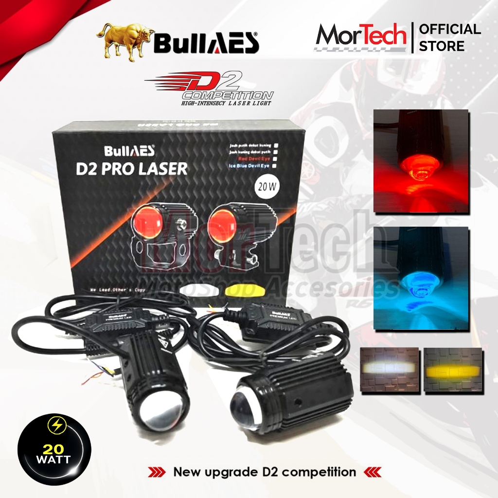 Lampu Tembak Laser BullAES D2 Competition 20 Watt Fog Lamp Lampu Tembak Kabut Devil Eyes BULLAES ori